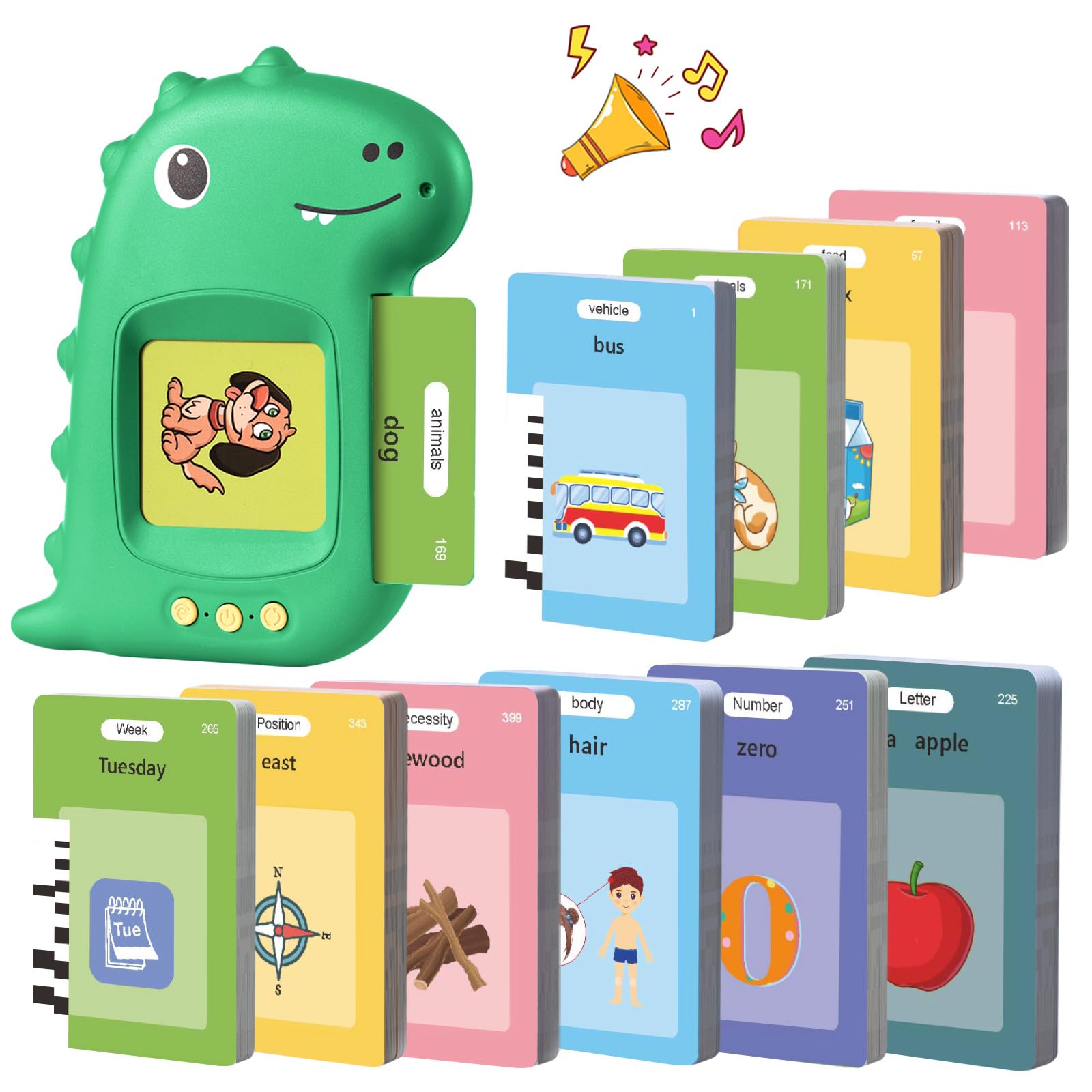 Talking Flash Cards for Toddler Toys for 2 3 4 5 6 Year Old Baby Boys Preschool Learning Resources Educational Montessori Sensory Toys for Autism with 510 Words Interactive Gifts For Kids Age 2-6