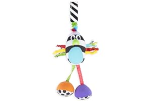 Sassy Boppin’ Birdie | Developmental Plush Toy for Early Learning | High Contrast | Attaches to Baby Gear for Travel | for Ages Newborn and Up (80660)