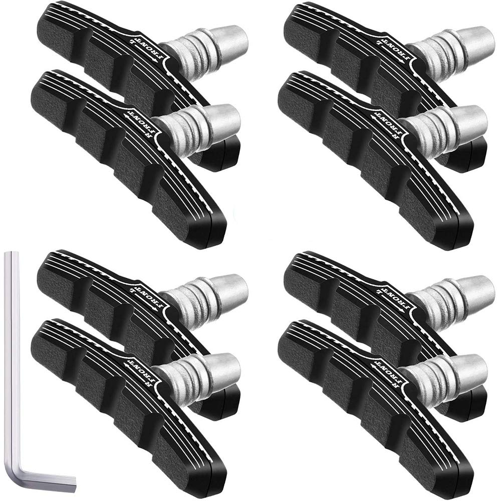 ANCLLO 4 Pairs Bicycle Brake Pads with Hex Wrench, Bike V Brake Pad Bicycle Brake Block Set for Mountain Bike, Road Bike