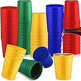 Nitial 80 Pcs Plastic Cups for Party 16 oz Plastic Stadium Cups Bulk Blank Reusable Drink Tumblers Large Drinking Cup for Wine Coffee Beer Water Picnics Party Supplies(Blue, Green, Yellow, Red)