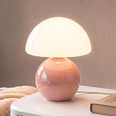 Dawnwake Mushroom Lamp Table Lamp for Bedroom-Small Desk Table Lamps,Pink | 8.7" Mid Century Modern Table Lamps for Living Ro