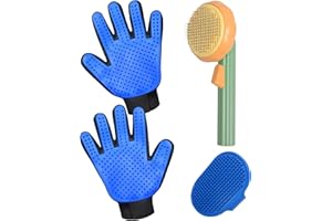 GJEASE Cat Grooming Glove Brush,Self-Cleaning Slicker Pet Brush for Short and Long Haired pats,Dog Bath Brush for Shedding and Grooming,Removes Loose Hair and Tangles,Promote Circulation