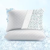 Sophia & William Cooling Bed Pillow for Sleeping (Queen Size Set of 2) Adjustable Shredded Memory Foam Pillow for Side, Back and Stomach Sleepers