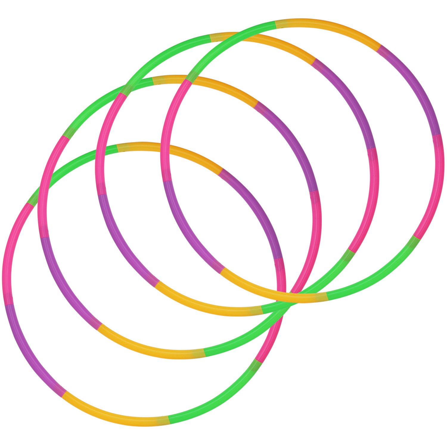 com-four® 4x dividable Hula-Hoop Ring for fun, dance, fitness and exercise - portable fitness ring in beautiful colours - Green, Purple, Pink, Orange