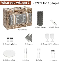 Wicker Picnic Basket for 2 - Willow Basket with