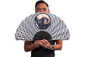 PandaTak Pride Festival Handheld Folding Fan – Large 13" Bamboo Hand Fan Foldable with UV Reactive Ink – Funny Rave Accessory for Parties, Concerts, and Festival Outfits (Pedro Raccoon)