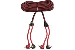 DS18 R20.L 100% Oxygen Free Copper OFC Ultra Flex 2-Channel RCA with 90 Degree Ends - Dual Twist Wire Noise Reducing Audio Ca