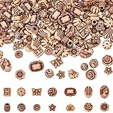 PONABEADIY 1 Box 210PCS Vintage Acrylic Beads with Holes Mixed Shape Assorted Bohemian Opaque Czech Flower Aesthetic Spacer Loose Bead for Jewelry Making Necklace Bracelet Earring DIY Craft Supply