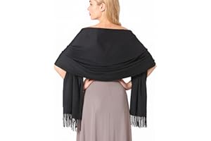 OHAYOMI Pashmina Shawl Wraps Cashmere Feel Soft Scarves Winter Warm Fashion Scarf Women Evening Dresses Wedding Bridesmaid
