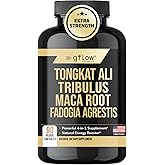 gflow vitamins Tongkat Ali for Men & Women- Extra Strength Formula with Fadogia Agrestis and Tribulus with Maca Root - Stamina, Vitality, Energy, Mood Support | Made in USA