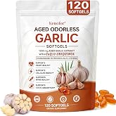 Kenofor Aged Odorless Garlic Extract Softgels with CoQ10 Ubiquinol &amp; Vitamin K2, 1200mg Aged Garlic Supplements, S-Allyl Cysteine Standardized for Heart &amp; Immune Antioxidant, 120 Softgels