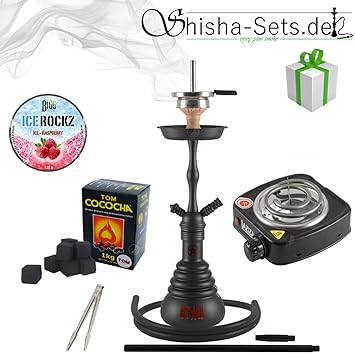 Shisha Set mit Shisha Amy 4-Stars 410/440, Kohleanzünder, Dampfsteine, Naturkohle, Kaminaufsatz und eine kleine Überraschung 