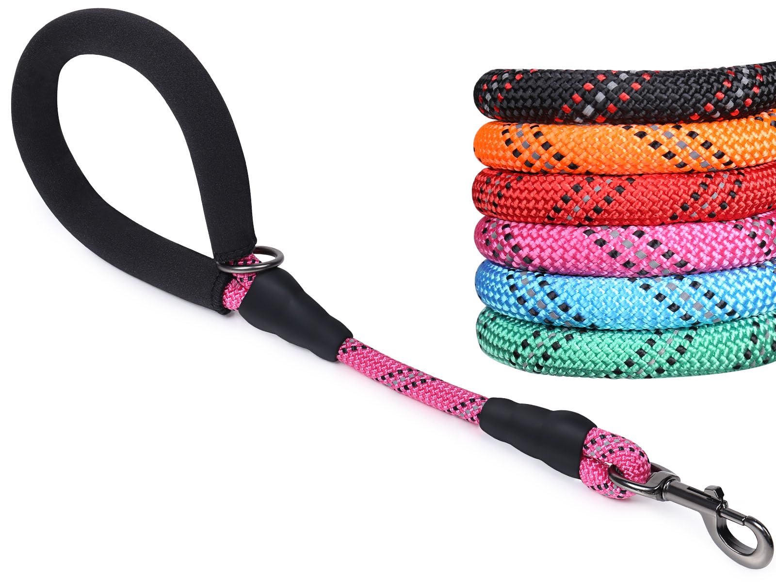 VIVAGLORY Short Dog Lead Closerok Traffic Leash for Dog with Soft Padded Handle for Training & Walking, Padded Neoprene & Heavy Duty, 46cm, Pink