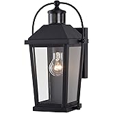 VAXCEL Lexington Aluminum Black Motion Sensor Dusk to Dawn Outdoor Wall Light Clear Glass