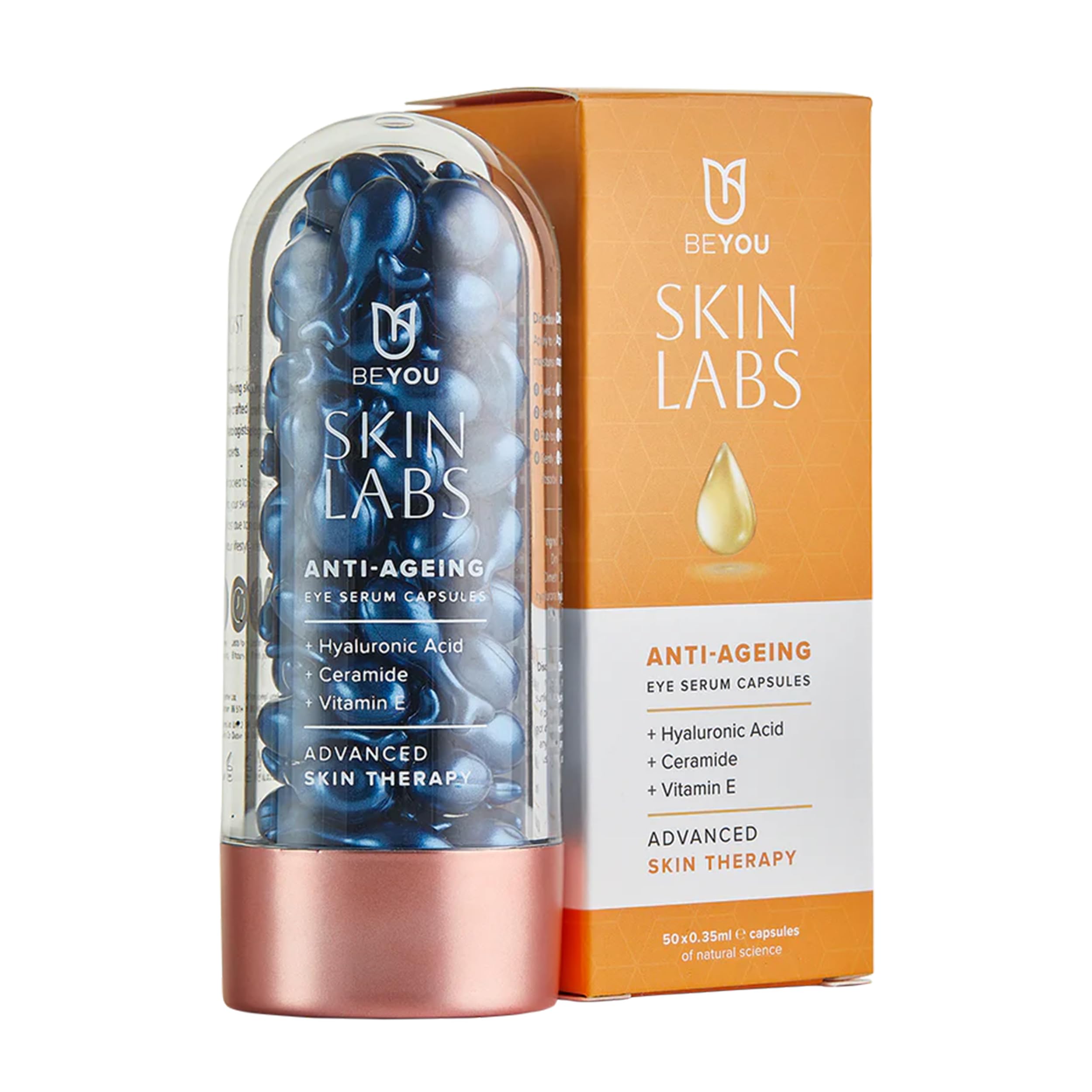 BeYou Skin Labs Anti-Ageing Eye Serum Capsules | Formulated with Hyaluronic Acid, Ceramide, and Vitamin E | Niacinamide Serum Eye Cream Improves Hydration and Reduces Wrinkles & Dark Circles