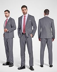 YND Men's Slim Fit 2 Piece Suit, 2 Button Notch
