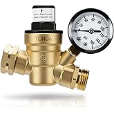 TONDA RV Water Pressure Regulator, Brass Lead-Free Adjustable Pressure Regulator with Gauge and Inlet Screen Filter for RV Camper Travel Trailer Water Hose