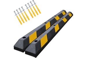 OranLite 72" Heavy-Duty Rubber Parking Curb, Installation Kits Included 6-Foot Wheel Stopper for Garage, Driveway & Parking Lot Vehicles Truck Driveway Protect Cars Vans Trucks Pumpers (72" - 2Pack)