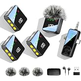 Gicorino 3 in 1 Wireless Lavalier Microphone for iPhone, Android, Cameras | 4-Person Mini Mic with Noise Reduction, 40H Battery Life, Mics for Video Recording, Podcasts, Vlog, TikTok, YouTube (Black)