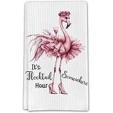 Foggolight Funny Flamingo Hand Towels for Bathroom Flamingo Decorative Waffle Weave Kitchen Towels, Hand Tea Towel for Kitchen Bathroom (16×24 Inches)