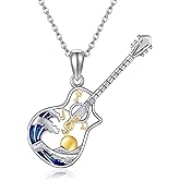 AXOMY Guitar/Guitar Pick/Violin Necklace 925 Sterling Silver Music Note Pendant Music Jewelry Gift For Women