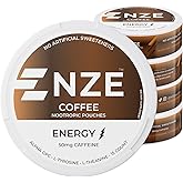 NZE Caffeine Nootropic Pouches (Coffee) - Energy Pouches with 50mg Caffeine, Alpha GPC, L-Tyrosine & L-Theanine - No Sugar or Artificial Sweeteners - 15 Nicotine Free Pouches Per Can - 5 Pack