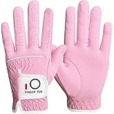 FINGER TEN Golf Gloves Womens Ladies 1 Pack Glove Left Hand for Right Handed Golfer, Wet Hot Cool Rain Grip Weathersof All Weather, Fit Small Medium Large XL