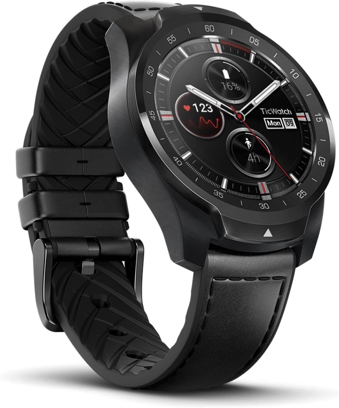 Ticwatch Pro Bluetooth Smart Watch, Layered Display, NFC Payment, Google Assistant, Android Wear, Compatible with iOS and Android (Black)