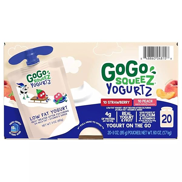 GOGO SQUEEZ YOGURTZ, STRAWBERRY AND PEACH (20 COUNT)