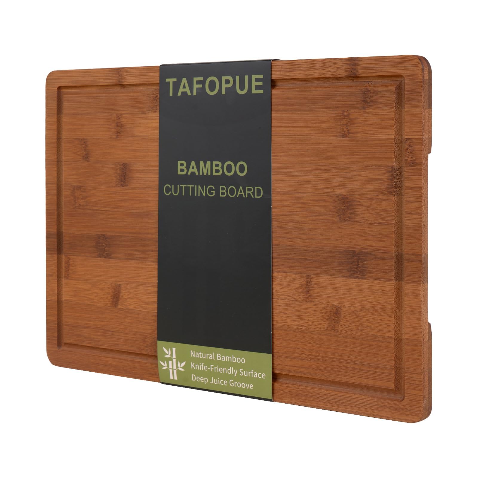 Photo 1 of ***BROKEN IN HALF***Tafopue Bamboo Cutting Board, Large Kitchen Chopping Board with Deep Juice Groove & Built-in Handle, Reversible Wooden Charcuterie Board and Serving Tray for Meat, Bread, Fruit, Daily Use, 16×11×0.6''***BROKEN IN HALF***