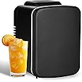 YSSOA 4L 6 Can Mini Fridge Portable Cooler & Warmer Compact Refrigerators for Food, Drinks, Office Desk, Black New