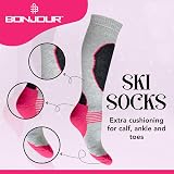 Bonjour 4 Pairs Ladies Ski Socks High Performance Long Thermal UK 4-7 view 5