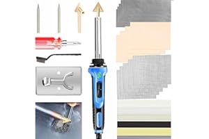 Aumotop Plastic Welder - 100W Plastic Welding Kit Soldering Iron Gun with 56pcs Rods, Professional Surface Repair Tool for Car Bumper with 4 Welding Tips, Patch Net,Hot Iron Stand,Wire Brush (Blue)