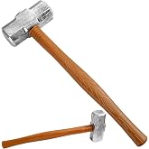 Jenaai 2 Pcs Halloween Props Fake Plastic Sledge Hammer Cosplay Weapons | Realistic Silver Hammer Head, Wood Grain Handle, Lightweight Prop for Adult Cosplay Fancy Dress Parties, Costume Events