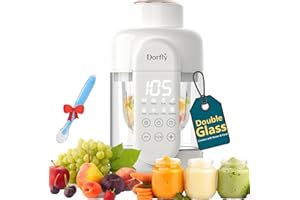 Dorfly Glass Baby Food Maker 12oz Baby Steamer and Blender Glass Reservoir & Glass Bowl No Plastic Food Processor 9 in 1 Pure