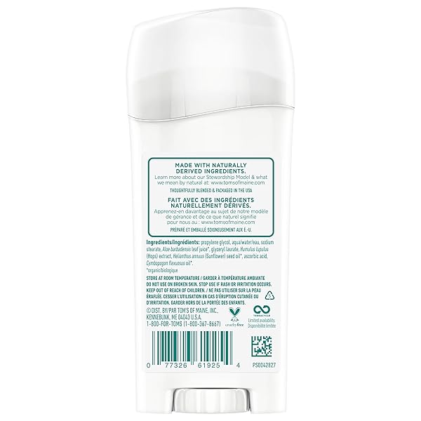 TOM’S OF MAINE ORIGINAL CARE NATURAL DEODORANT UNSCENTED 2.25 OZ (PACK OF 6) (PACKAGING MAY VARY)