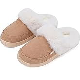 NineCiFun Women's and Men's Memory Foam House Slippers, Faux Fur Lined Indoor Fuzzy Slippers with No-slip Sole, Slip on Suede Home Shoes, Warm Winter Gift for Women & Men