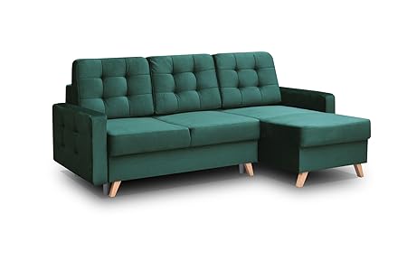 mb-moebel Ecksofa Sofa Eckcouch Couch mit Schlaffunktion und Bettkasten Ottomane L-Form Schlafsofa Bettsofa Polstergarnitur -