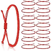 KFHENSOMR 15Pcs Red Bracelet for Women Men Handmade Red String Bracelet Protection Kabbalah Gift for Her Matching Bracelets for Couple as Halloween Gifts Christian Good Luck Braided Jewelry