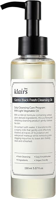 Amazon クレアス Klairs ジェントルブラックフレッシュクレンジングオイル 150ml クレンジングオイル メイク落とし 洗顔 クレンジング 韓国コスメ Dear Klairs Gentle Black Fresh Cleansing Oil 150ml Dearklairs クレンジングオイル 通販