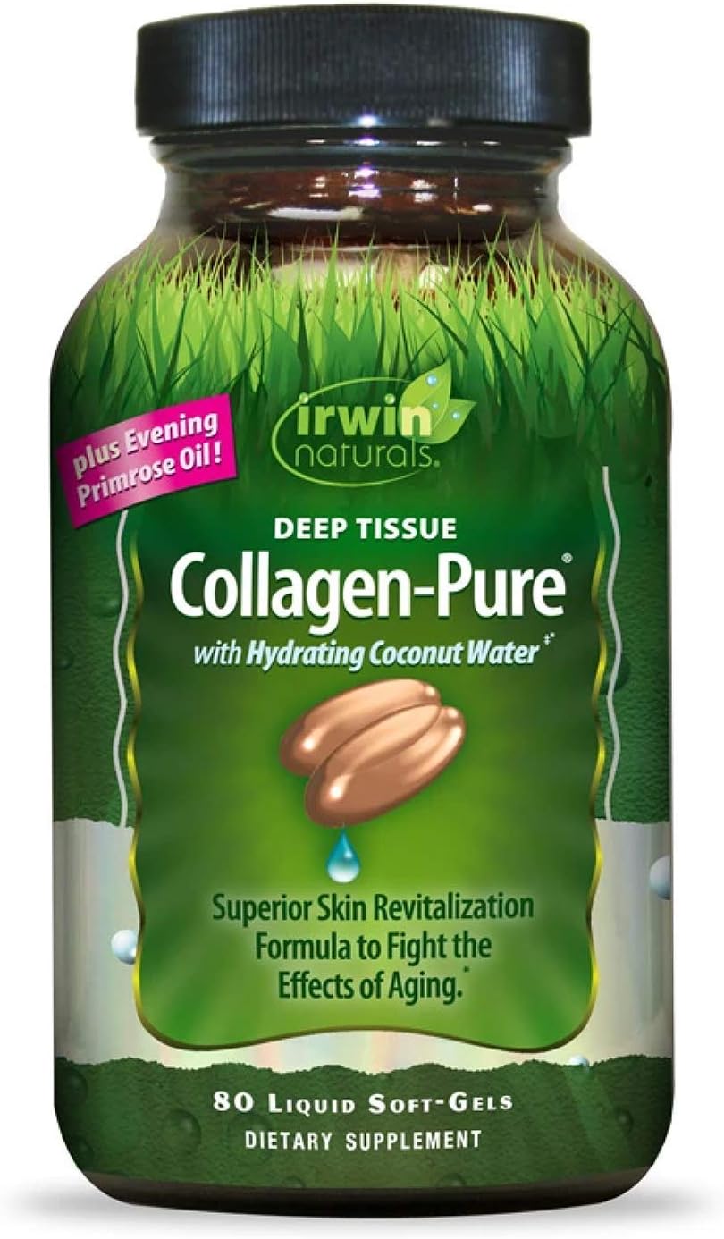 Irwin Naturals Deep Tissue Collagen-Pure with Coconut Water - Intensive Skin Nourishment - 80 Liquid Softgels: Health & Personal Care