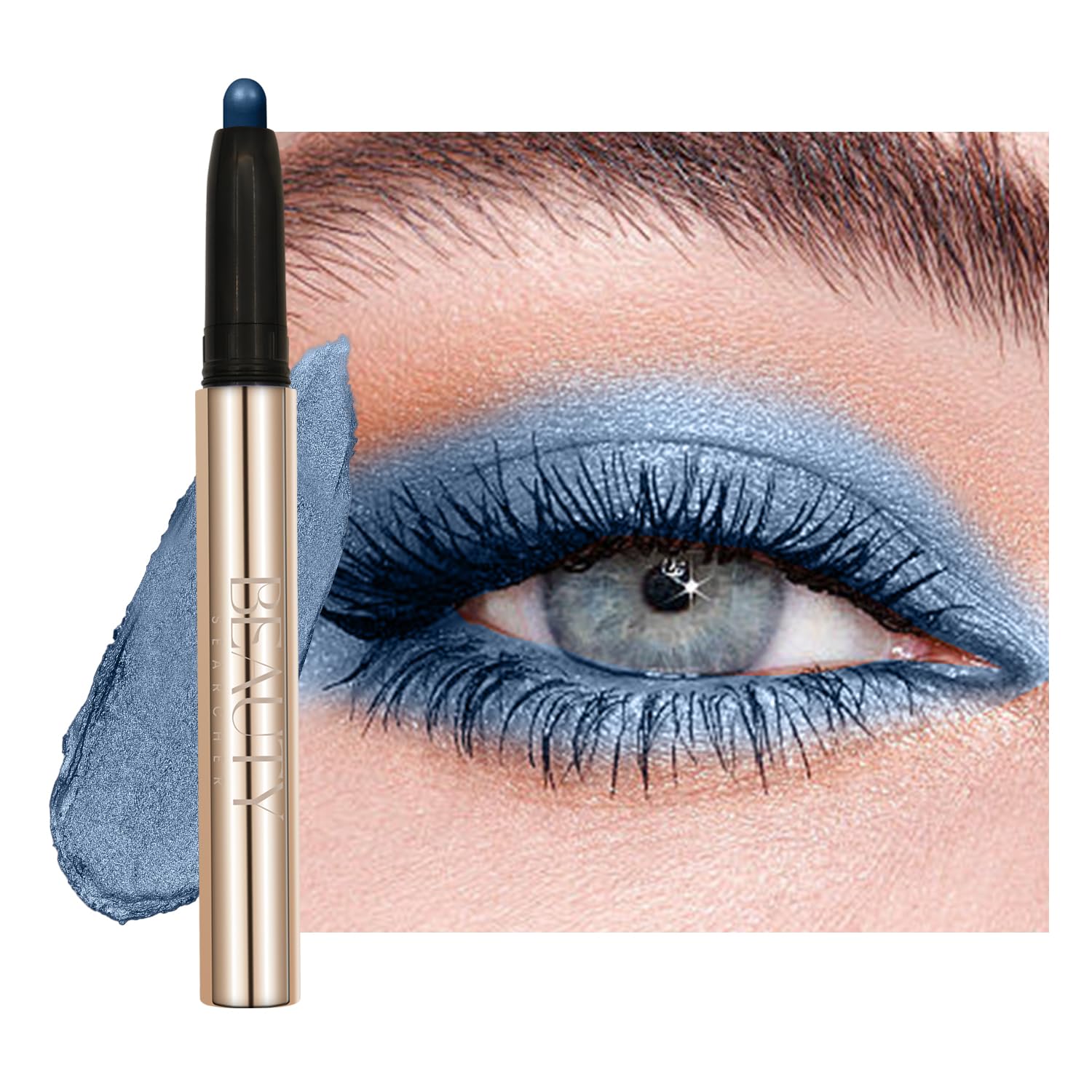 Metallic Eyeshadow Pencil, Lasting Shimmer Eyeshadow Stick,Highly Pigmented Waterproof Eyeliner Pencil, Create Glitter Eye Contour Makeup,Perfect Gifts for Women 11 Sparkling Dream Blue