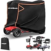 NEVERLAND Mobility Scooter Cover Waterproof, Heavy Duty 420D Electric Scooter Storage Cover Fit up to 56 inch 3 or 4 Wheel Mobility Scooters from Dust Rain Sun-Reflective Strips, Buckles, Storage Bag
