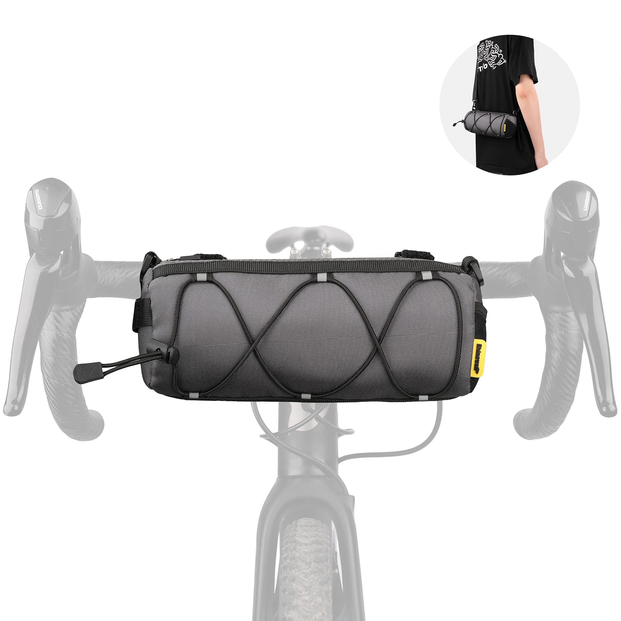 Rhinowalk Bike Handlebar Bag - Front Bag with Shoulder Strap for Road & Mountain Bikes