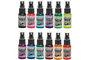 Pixiss 12 Color Shimmer Spray Bundle – Vibrant Pearlescent Ink Sprays for Mixed Media, Journals, Crafts, Scrapbooking, DIY Projects on Paper, Fabric, Wood, and Canvas