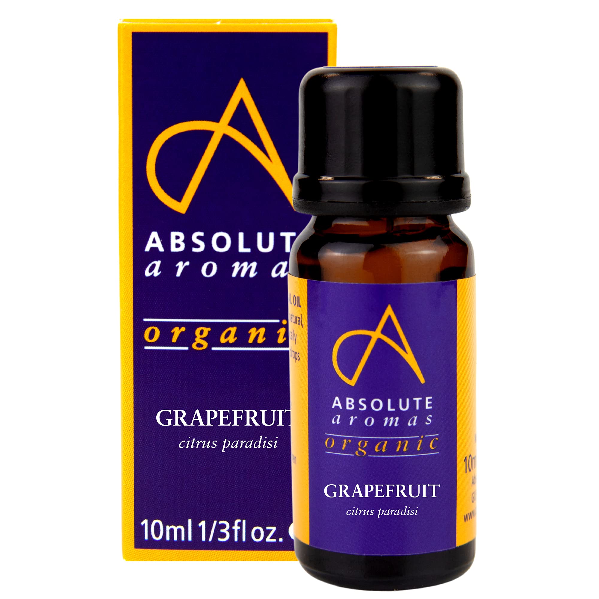 Absolute Aromas Organic Grapefruit Essential Oil 10ml - 100% Pure, Natural, Undiluted, Vegan and Cruelty-Free - for use in a Diffuser and Aromatherapy
