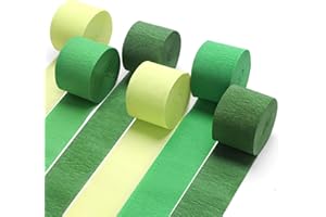 RIQIAQIA Green Streamers Party Decorations, 6 Rolls Crepe Paper for St Patricks Day Decorations Wedding Birthday Baby Shower Decorations Craft Supplies(1.8 Inch x 82Ft/Roll)