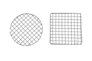 2Peices Backpacker Bushcraft Grill Grate Stainless Steel BBQ Cooking Grill Mesh Campfire Grill Square Round for Camping, Back