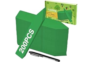 Plant Labels 200 Pcs Yuanling for Seeding Plastic Waterproof Plant Name Tags Garden Labels Marker Garden Pots Stakes for Outdoor Potted Plants Belt Permanent Marking Pen (Green)
