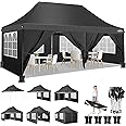 COBIZI 10x20ft Pop Up Canopy Tent with 6 Removable Sidewalls, Easy Up Commercial Canopy, Waterproof and UV50+ Gazebo with Portable Bag, Adjustable Leg Heights,Party Tents for Parties, with 4 Sandbags